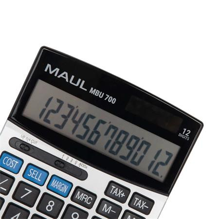 Számológép, asztali, 12 számjegy, MAUL MBU 700, fekete (SZMBU700F)